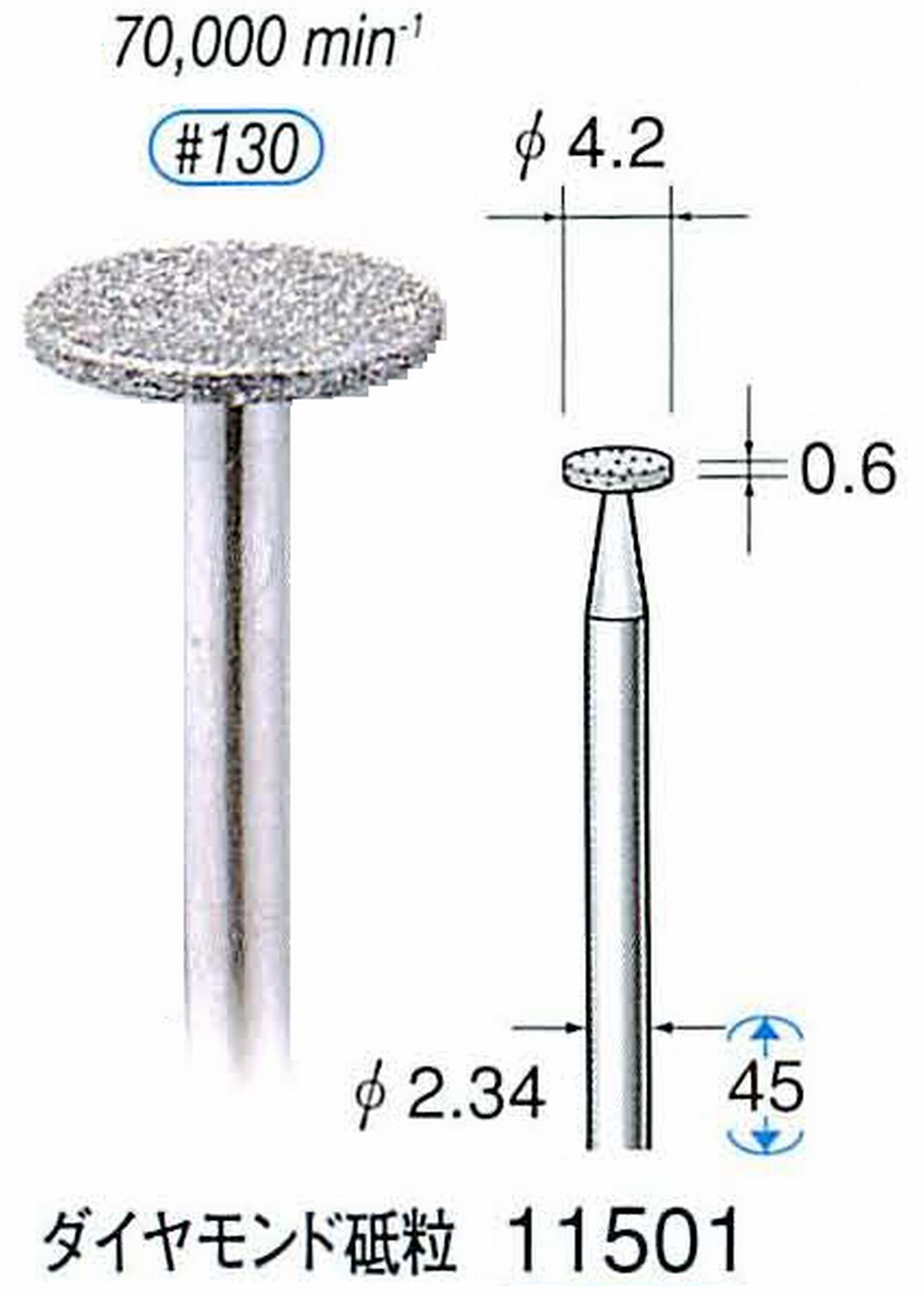 ナカニシ/NAKANISHI 電着ダイヤモンドバー ダイヤモンド砥粒 軸径(シャンク)φ2.34mm 11501