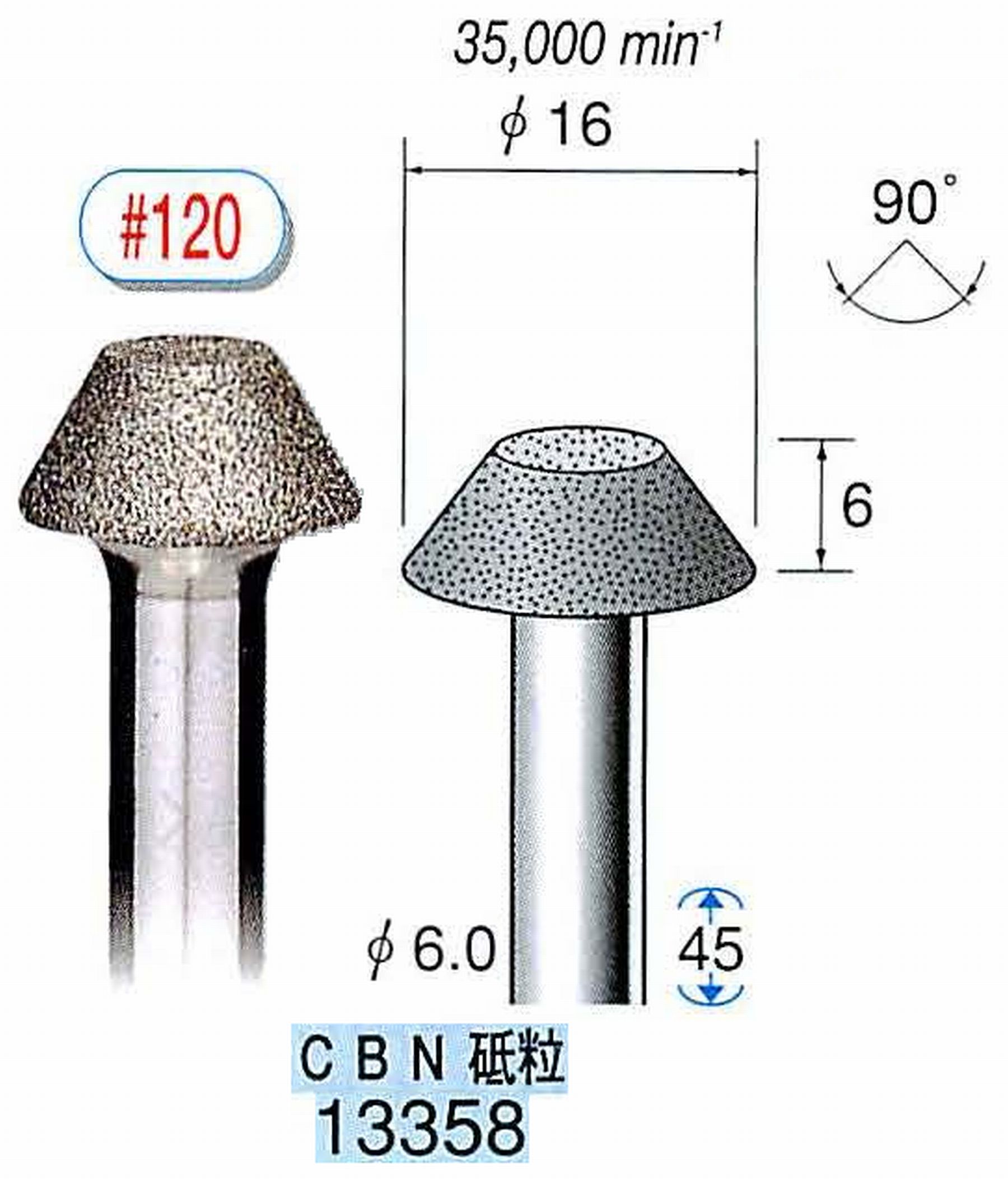 ナカニシ/NAKANISHI 電着CBNバー CBN砥粒 軸径(シャンク)φ6.0mm 13358