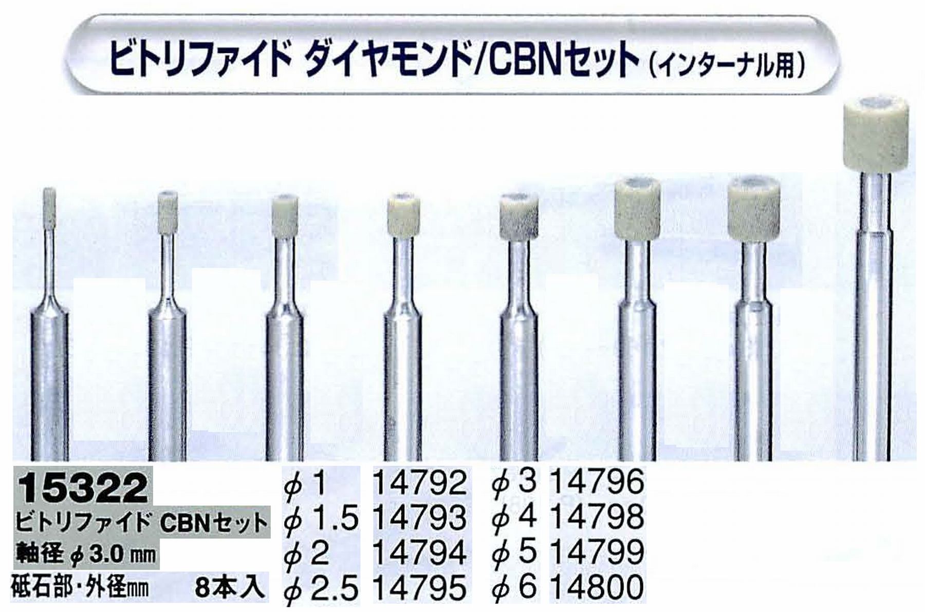 ナカニシ/NAKANISHI ビトリファイド CBNアソートセット (インターナル用)軸径(シャンク)φ3.0mm 15322