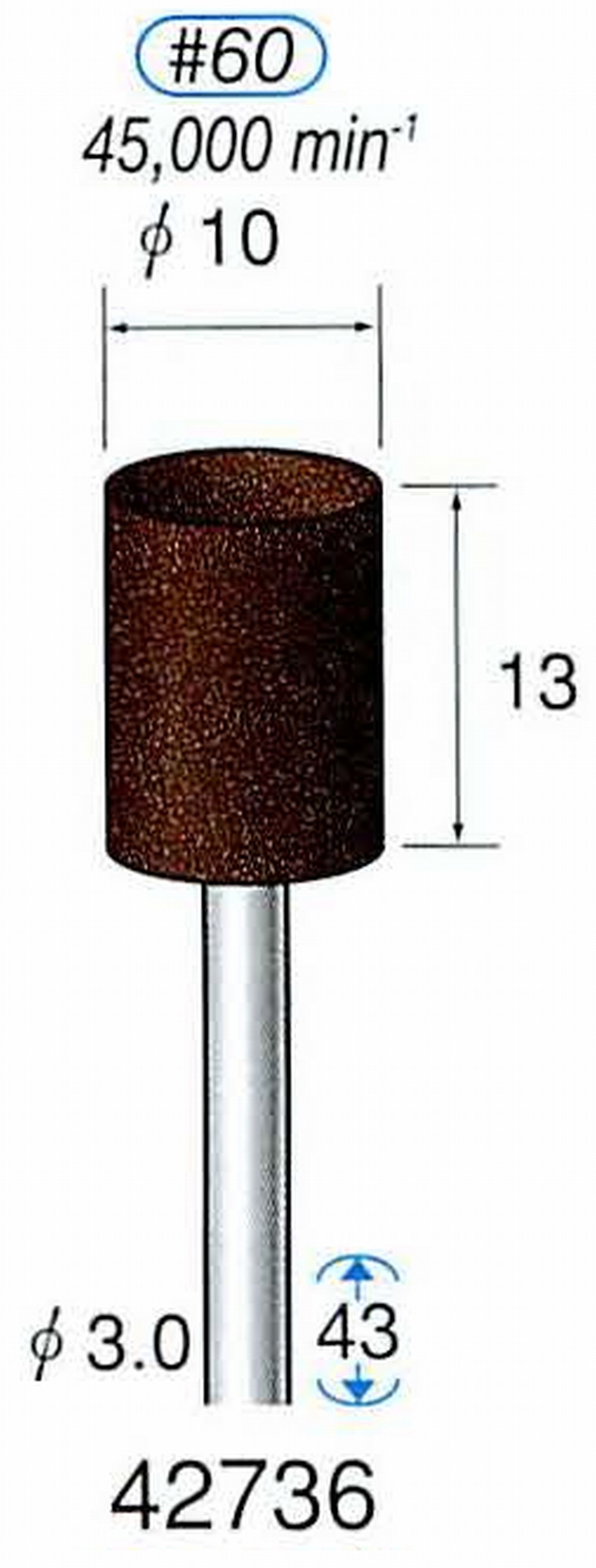 ナカニシ/NAKANISHI 軸付砥石(A・WA砥粒) ブラウン砥石 軸径(シャンク) φ3.0mm 42736