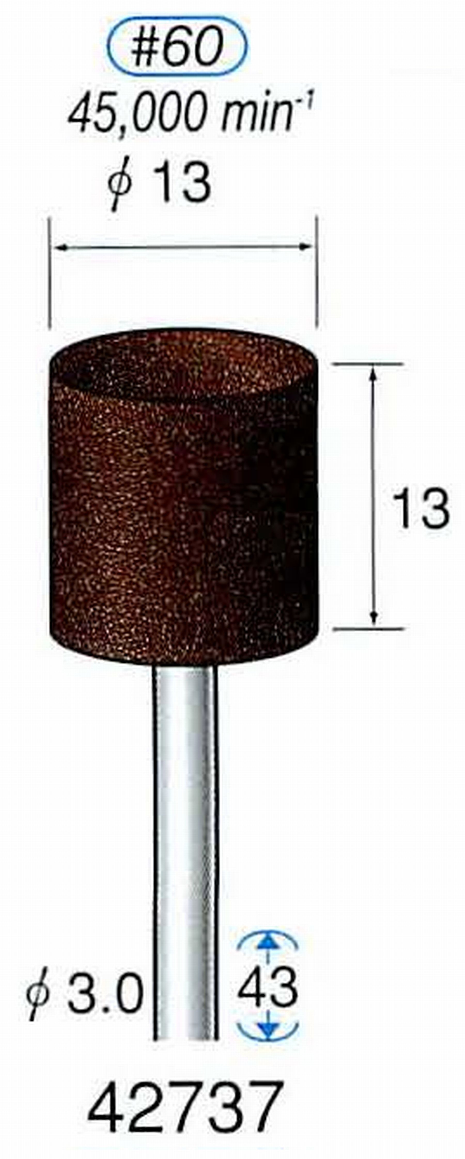 ナカニシ/NAKANISHI 軸付砥石(A・WA砥粒) ブラウン砥石 軸径(シャンク) φ3.0mm 42737