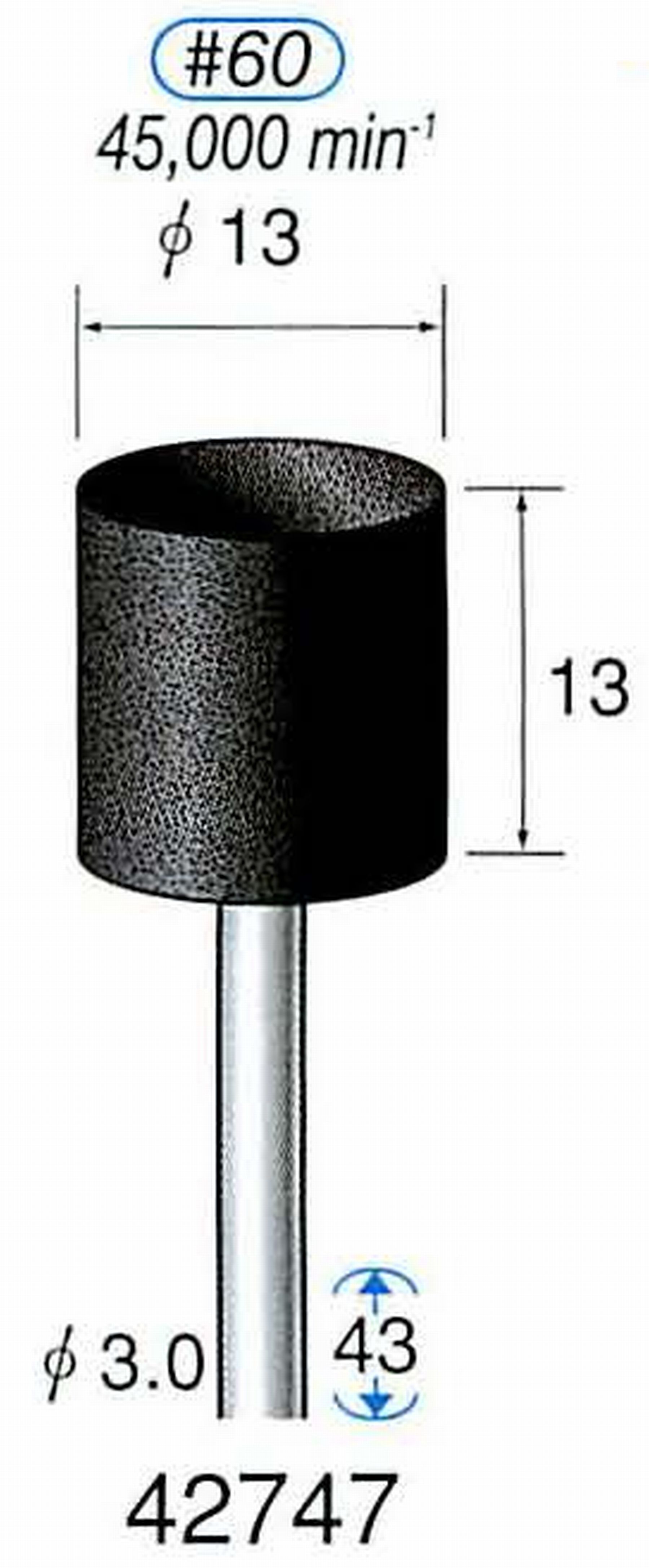 ナカニシ/NAKANISHI 軸付砥石(A砥粒) ブラック砥石 軸径(シャンク) φ3.0mm 42747