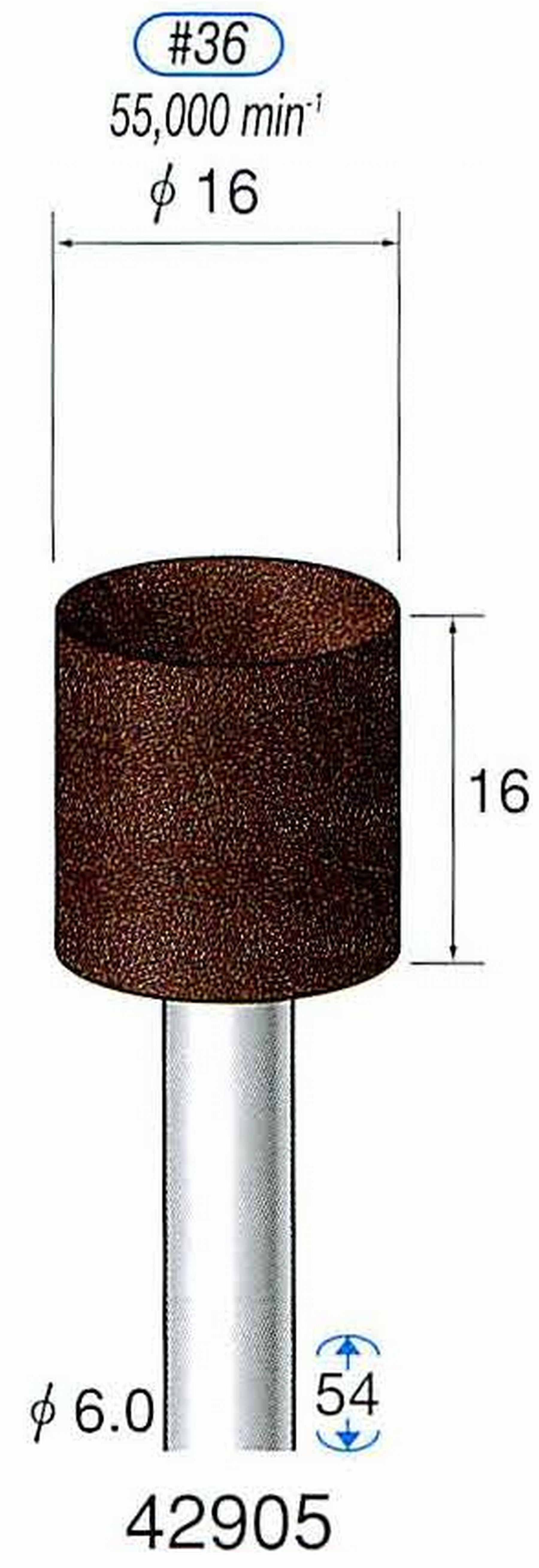 ナカニシ/NAKANISHI 軸付砥石(A・WA砥粒) ブラウン砥石 軸径(シャンク) φ6.0mm 42905