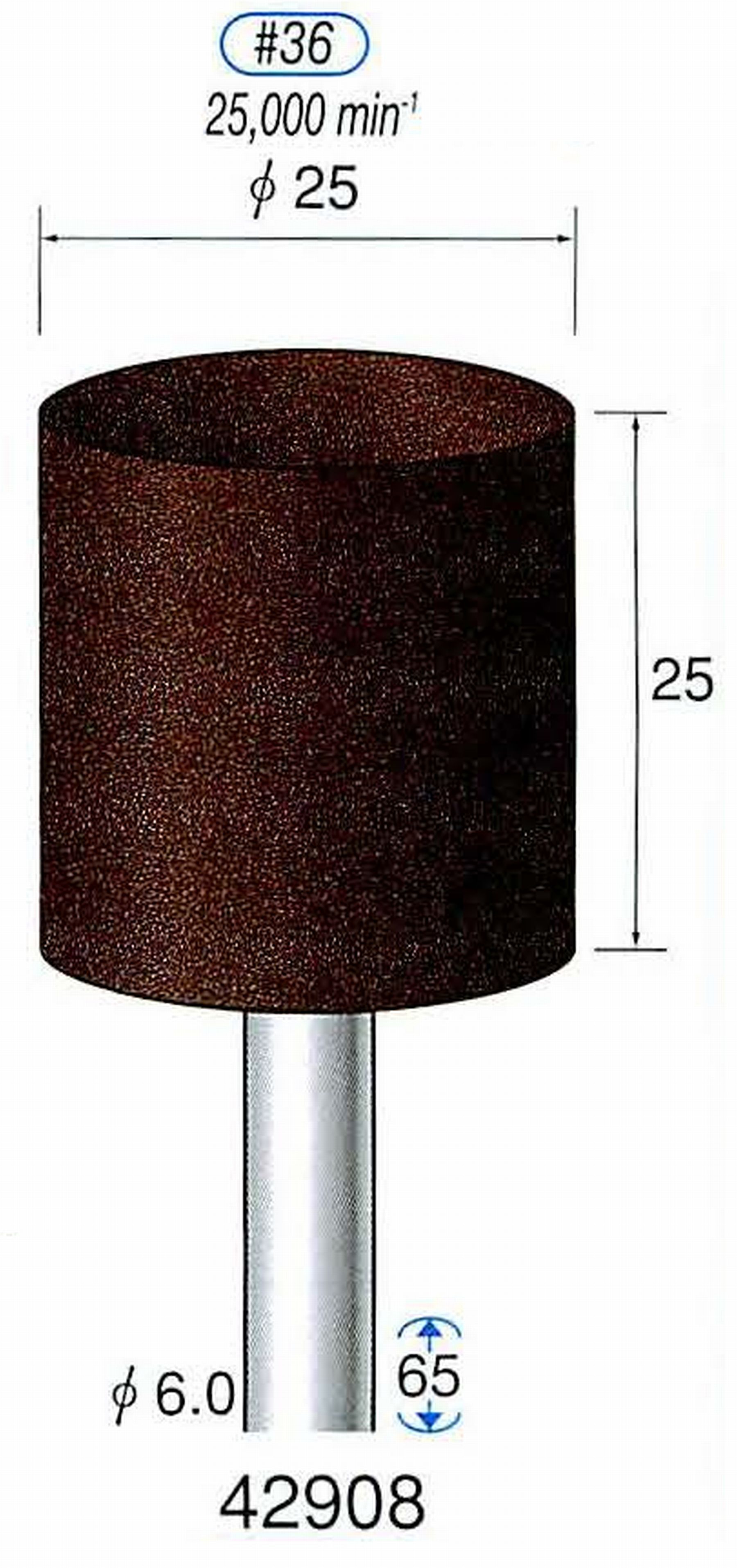 ナカニシ/NAKANISHI 軸付砥石(A・WA砥粒) ブラウン砥石 軸径(シャンク) φ6.0mm 42908