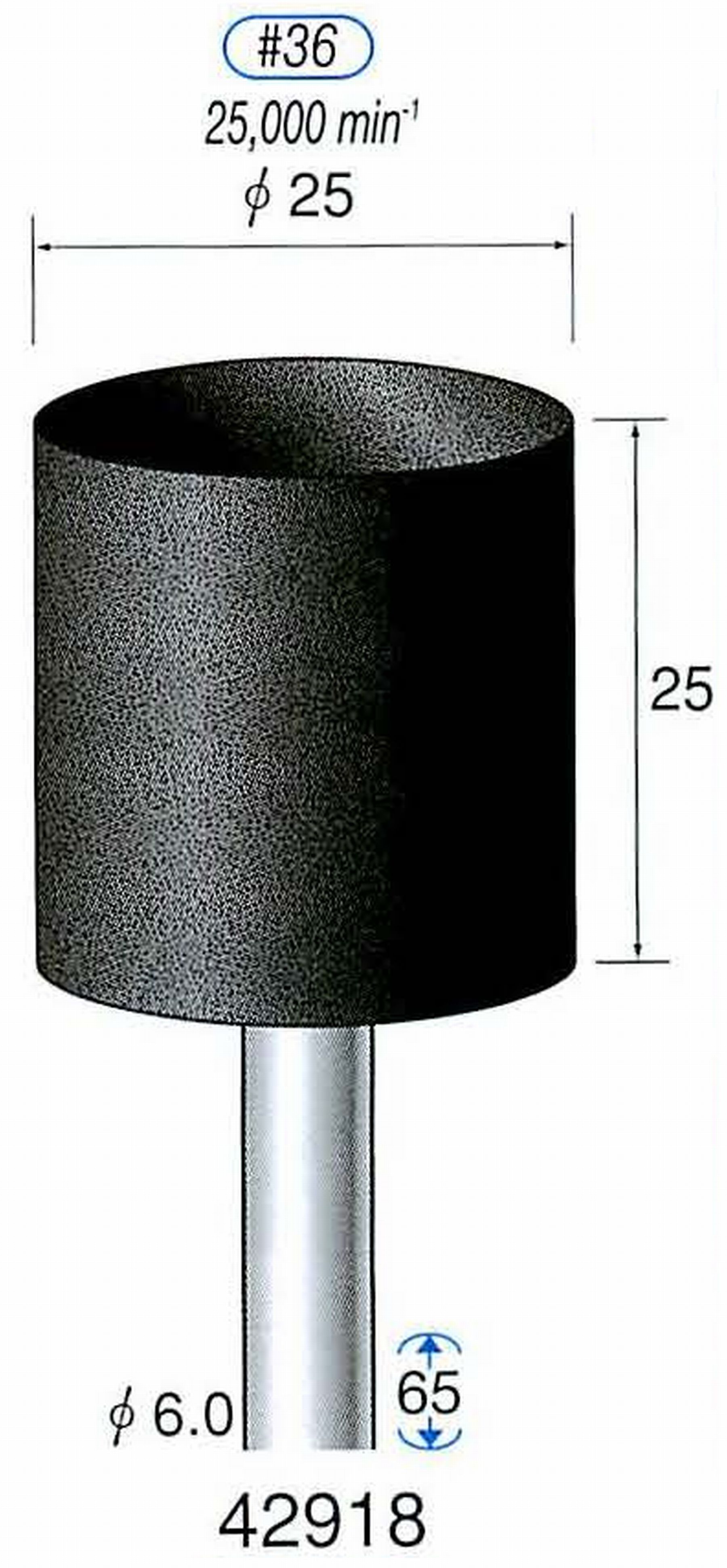 ナカニシ/NAKANISHI 軸付砥石(A砥粒) ブラック砥石 軸径(シャンク) φ6.0mm 42918