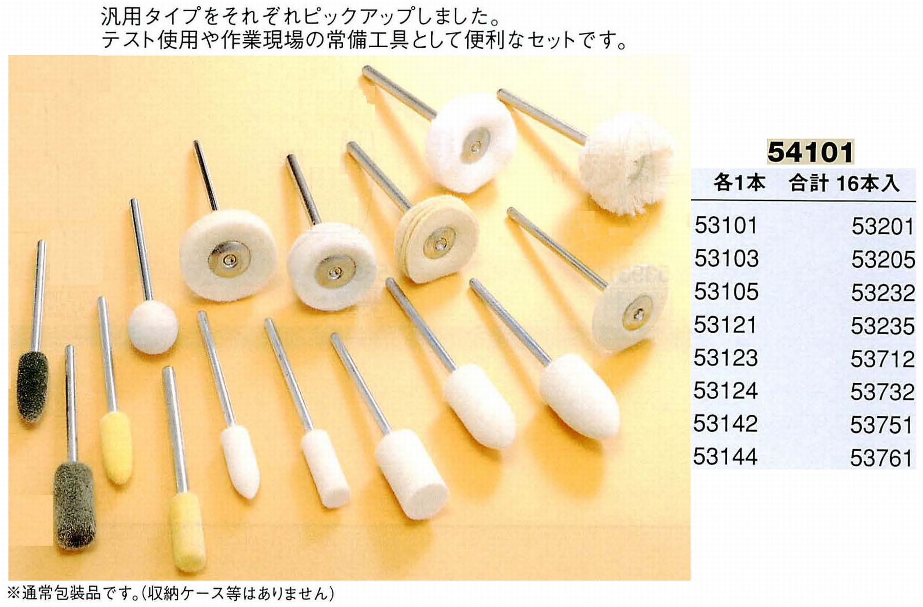 ナカニシ/NAKANISHI 研磨用バフ アソートセット 軸径(シャンク)φ2.34mm 54101