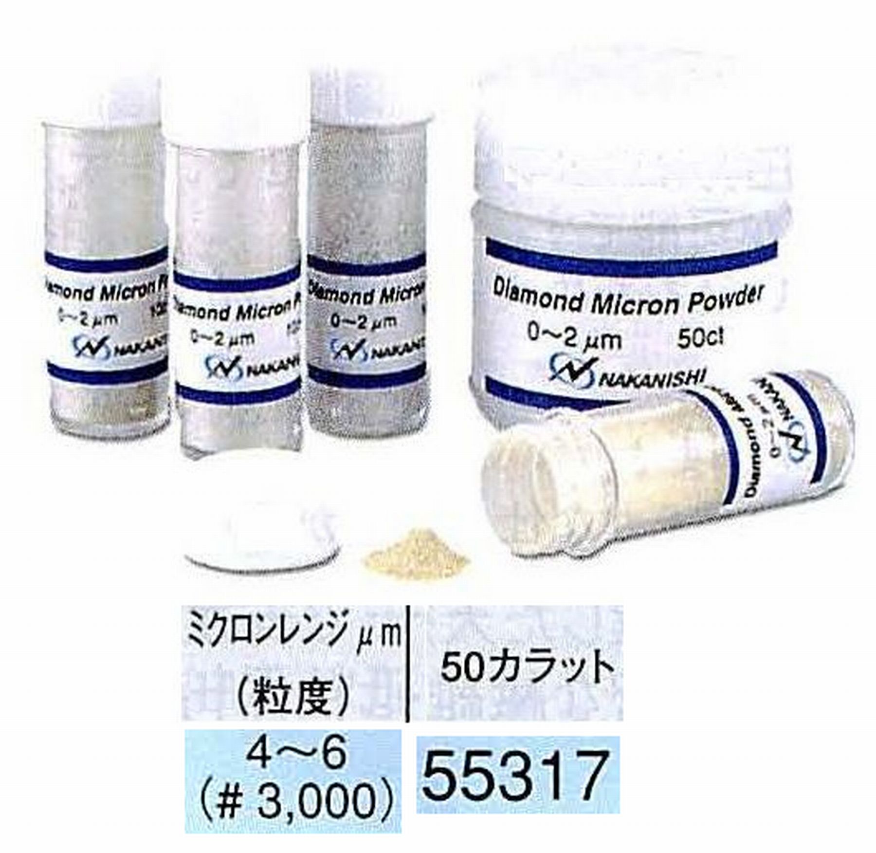 ナカニシ/NAKANISHI ダイヤモンドミクロンパウダー ミクロンレンジ4～6(砥度) 50カラット 55317