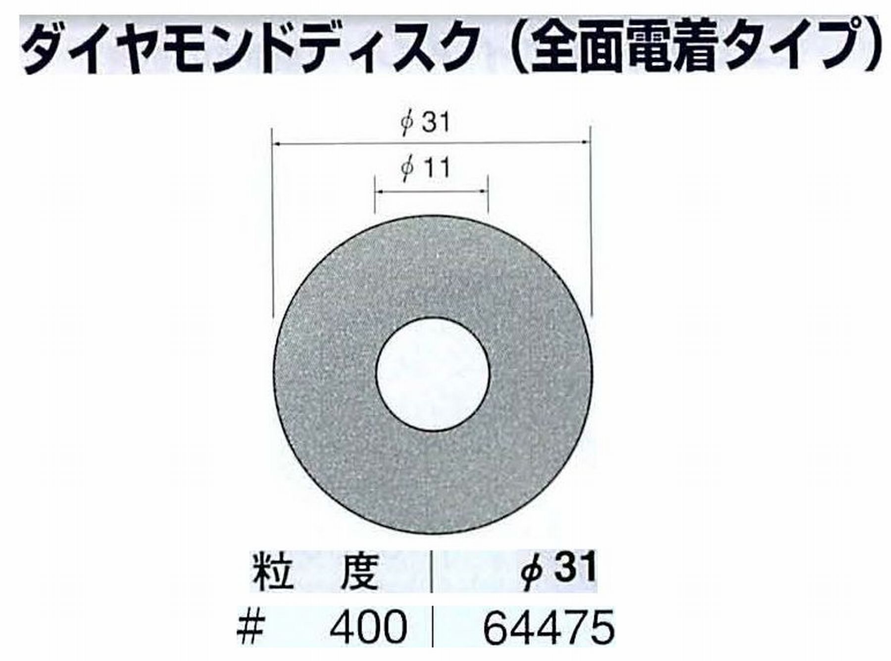 ナカニシ/NAKANISHI アングルグラインダ(電動・エアー) アングルアタッチメント専用工具 ダイヤモンドディスク(全面電着タイプ) 64475