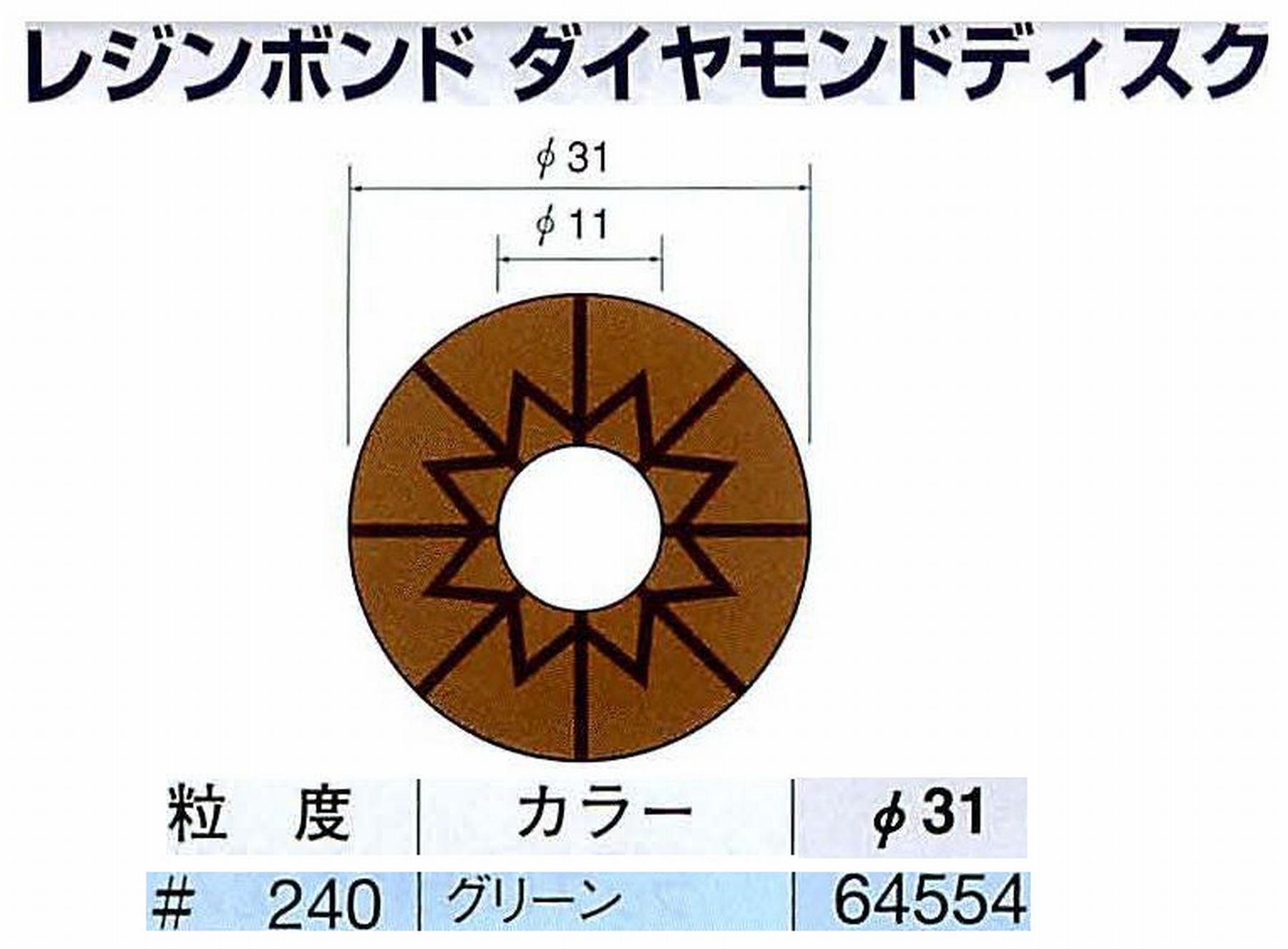 ナカニシ/NAKANISHI アングルグラインダ(電動・エアー) アングルアタッチメント専用工具 レジンボンド ダイヤモンドディスク(パターンタイプ) 64554