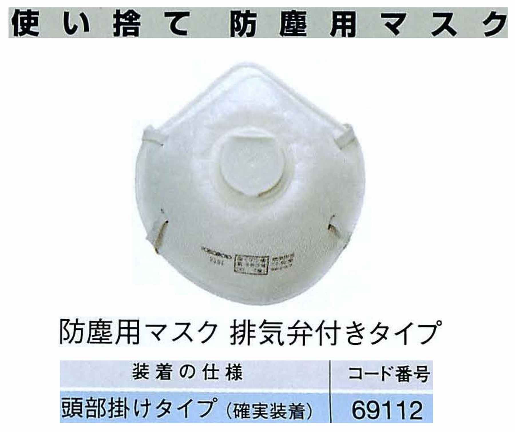 ナカニシ/NAKANISHI 防護用品 使い捨て防塵用マスク 排気弁付きタイプ 69112